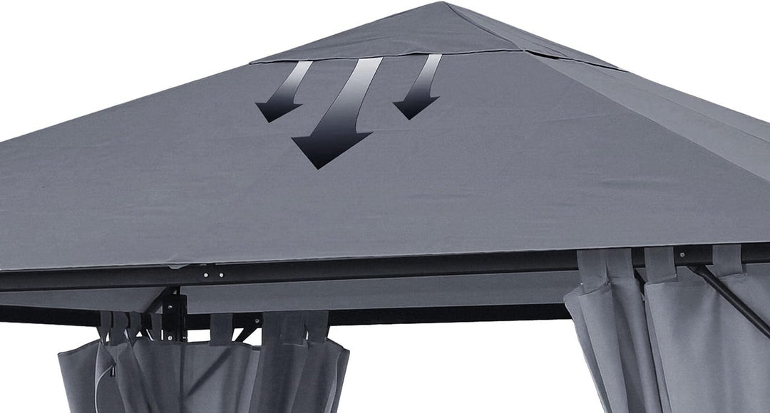 QUICK STAR Ersatzdach für Garten Pavillon 3x3m Grau RAL 7012 Antik Pavillondach