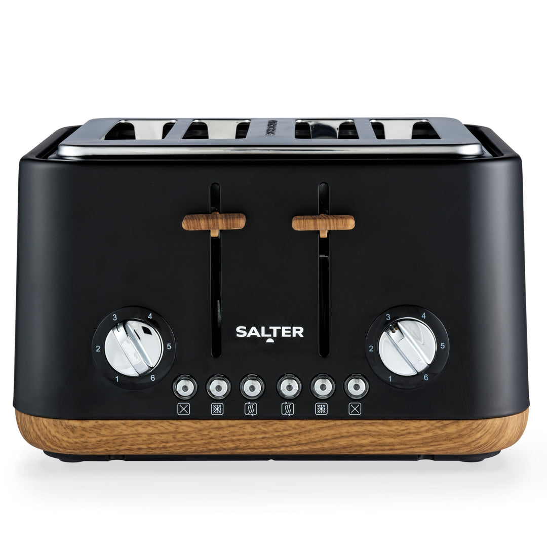 SALTER Toronto 4-Scheiben-Toaster – Breite Schlitze, 6 Bräunungsstufen, herausnehmbare Krümelschubla