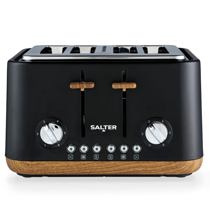 SALTER Toronto 4-Scheiben-Toaster – Breite Schlitze, 6 Bräunungsstufen, herausnehmbare Krümelschubla