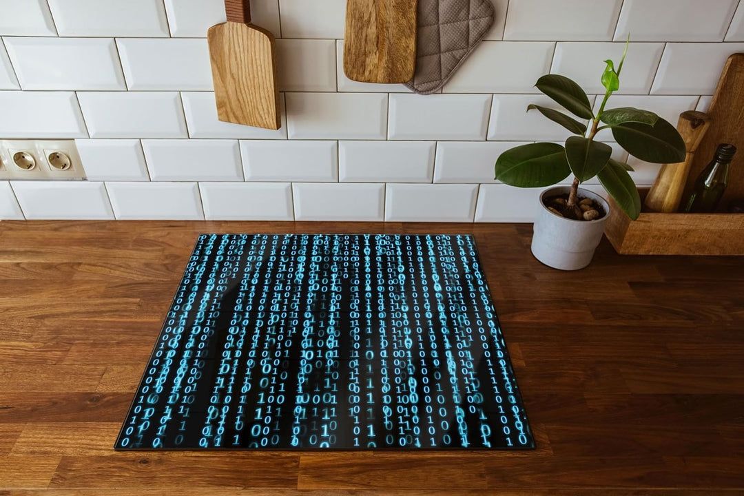Matrix Herdabdeckplatte & Spritzschutz aus Echtglas | Für Herd-Kochfelder | 60x52 cm