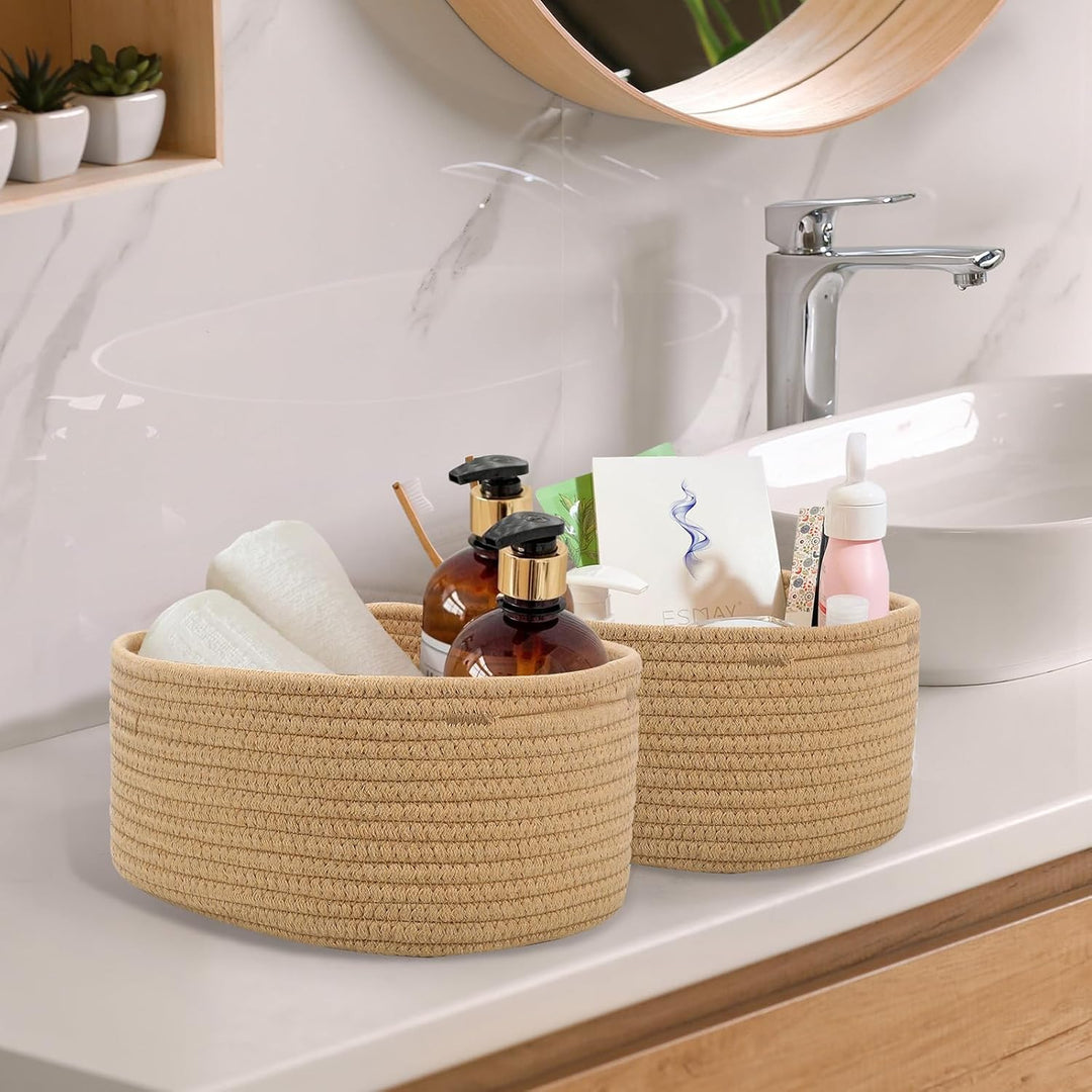 5er Set Baumwollseil Aufbewahrungskorb,Körbchen Wickeltisch Organizer Korb Aufbewahrung,Storage Bask
