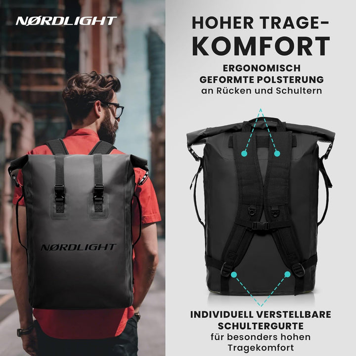Nordlight Wasserdichter Rucksack Dry Bag 35l - Roll Top Rucksack mit gepolstertem Tragegurt, wasserd