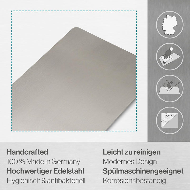 Edelstahl Schneidebrett - Für Fleisch, Fisch & Gemüse - Hygienisches Schneidbrett Metall - Stahl Bre
