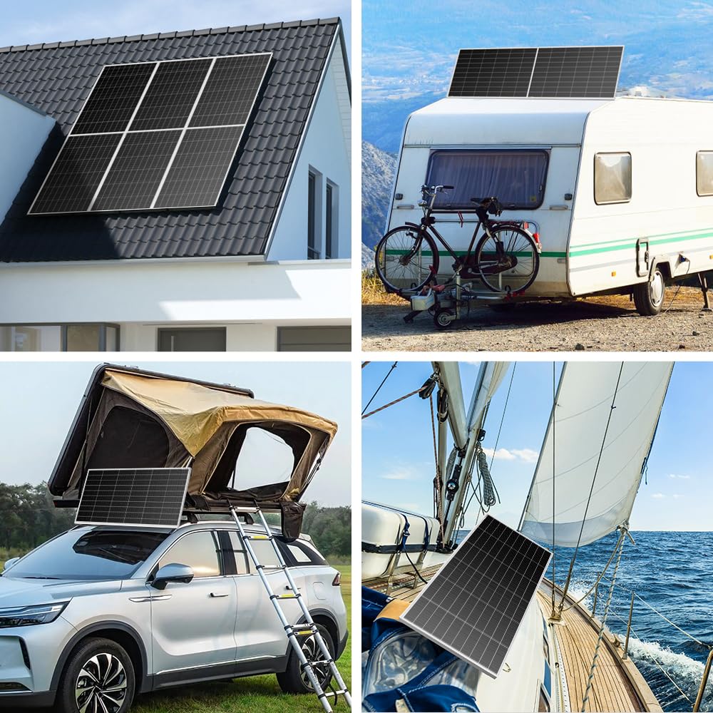 DOKIO Solarpanel 200W 18V Monokristallin Solarmodul 200 Watt für 12V Batterien ideal für Wohnmobil,