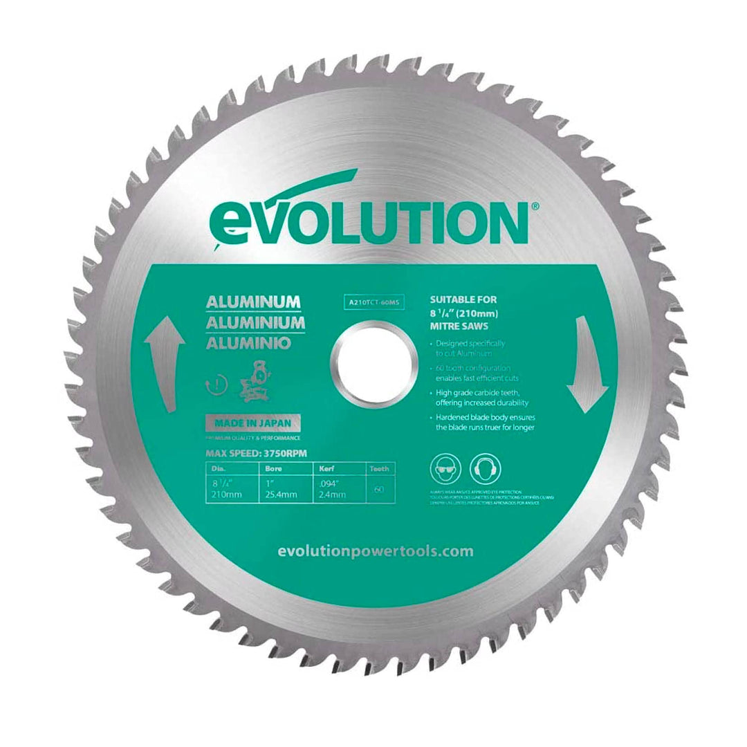 Evolution A210TCT-60MS - 210 mm Sägeblatt zum Schneiden von Aluminium - Metall-Sägeblatt Hartmetallb