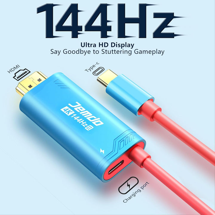 Switch 2 Dock HDMI Kabel für Fernseher, 2m USB C 3.2 auf HDMI Adapter 2.1 4K@144Hz 48Gbps PD 100W, t