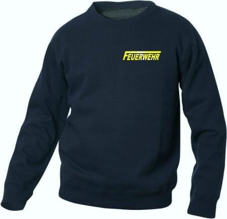 feuer1 Sweater Feuerwehr in Navy mit gelb reflektierendem beidseitigem Schriftzug mit langem F XL Na