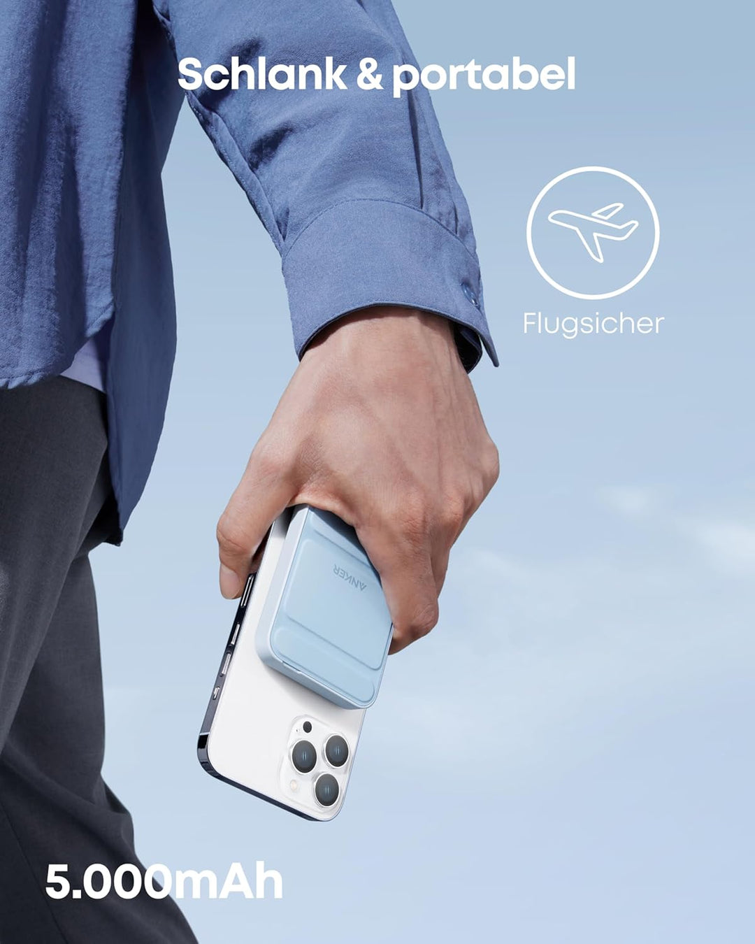 Anker 622 Magnetische Kabellose Powerbank (MagGo), 5000mAh Klappbare Magnetische Powerbank mit USB-C