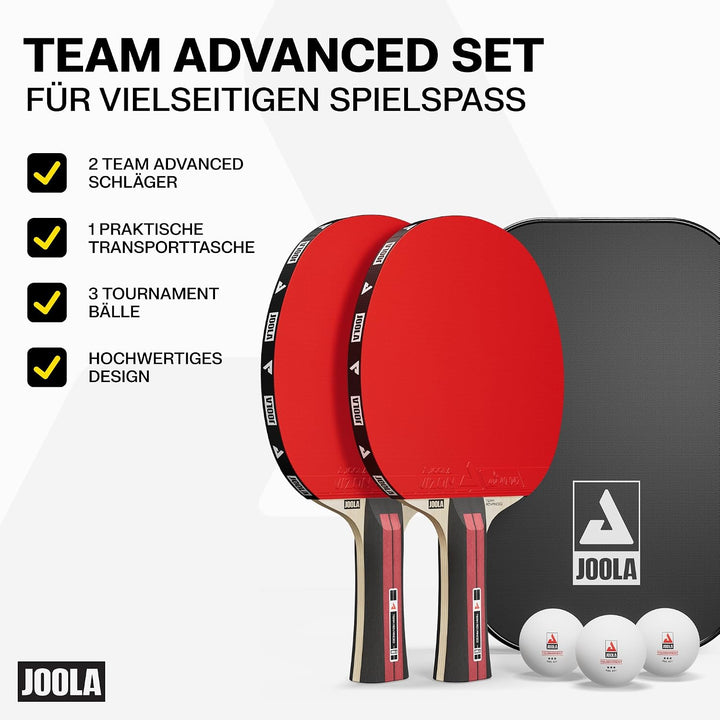 JOOLA Team Advanced Tischtennis Set - 2 Tischtennisschläger + 3 Tischtennisbälle + Tischtennishülle