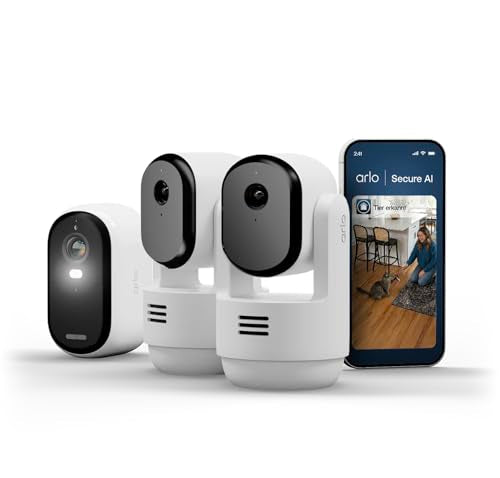 Arlo Rundum-Schutzpaket für Ihr Zuhause – 2X Indoor 3 PTZ 2K kabelgebundene Innen-Überwachungskamera