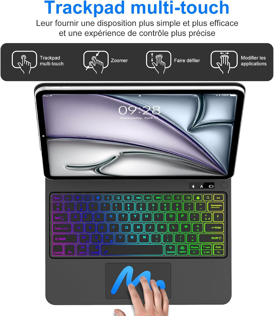 Magic Tastatur Hülle für iPad Air 13 2025/2024 (M3/M2), Magic Keyboard für iPad Pro 12.9 (6/5/4/3 Ge