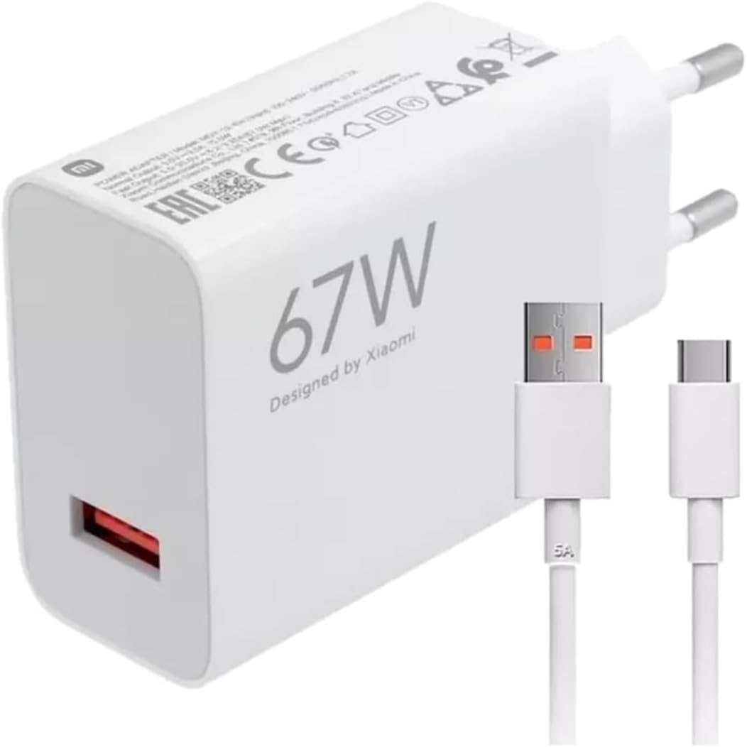 Xiaomi Mi Travel Charger Combo Set with USB-A to Type-C Charing Cable 1m, 67W White EU MDY-12-EJ