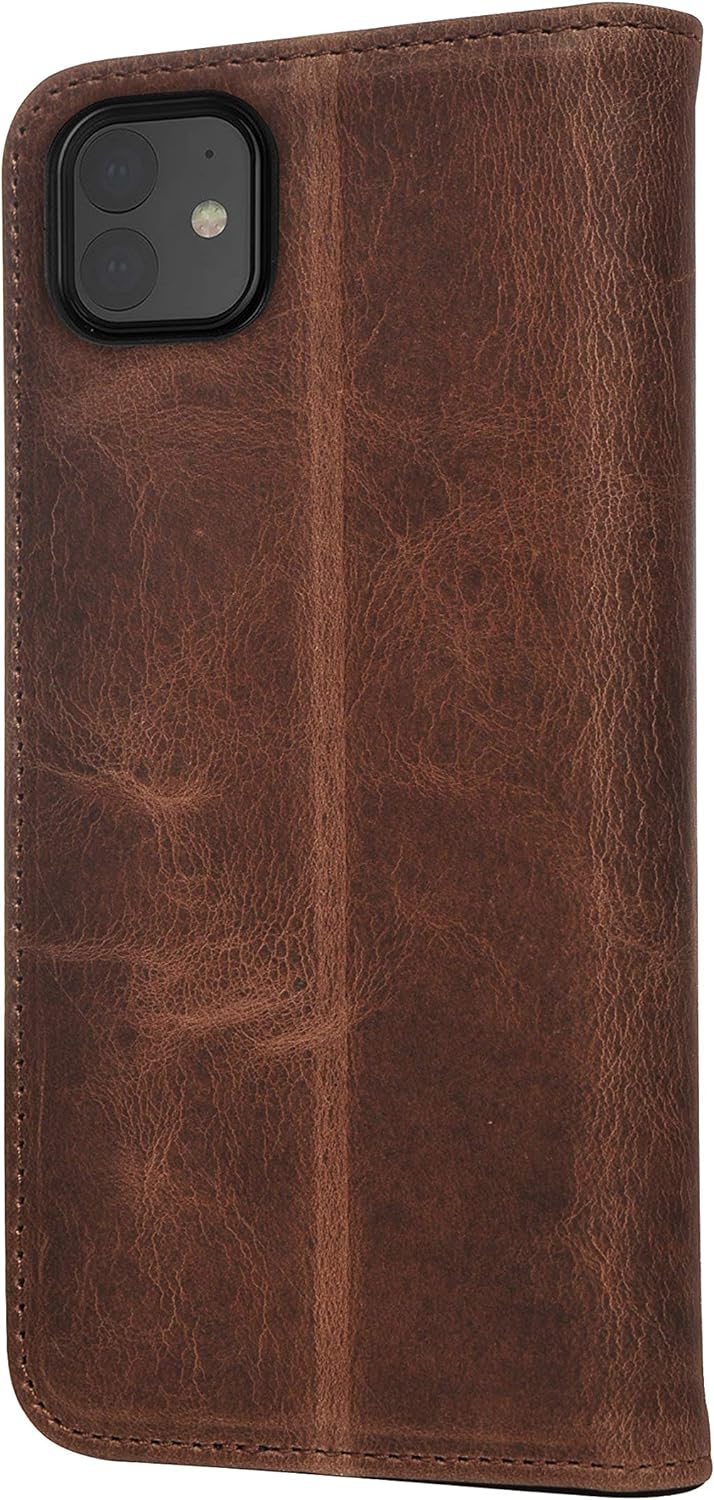 Porter Riley - Lederhülle für iPhone 12 / iPhone 12 Pro (6.1"). Premium Echtleder Standhülle/Lederta