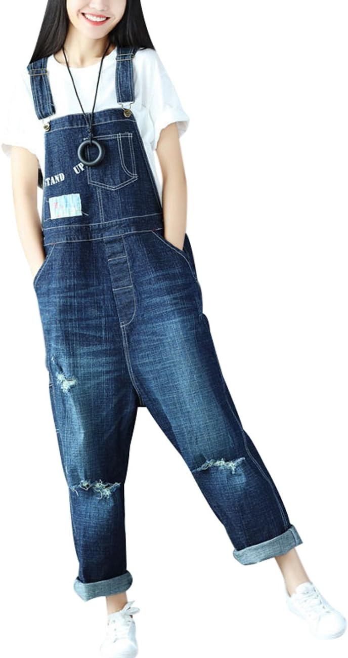 Youlee Damen Jahrgang Denim Latzhose Hosenträger Hosen Style 1 Blau, Style 1 Blau