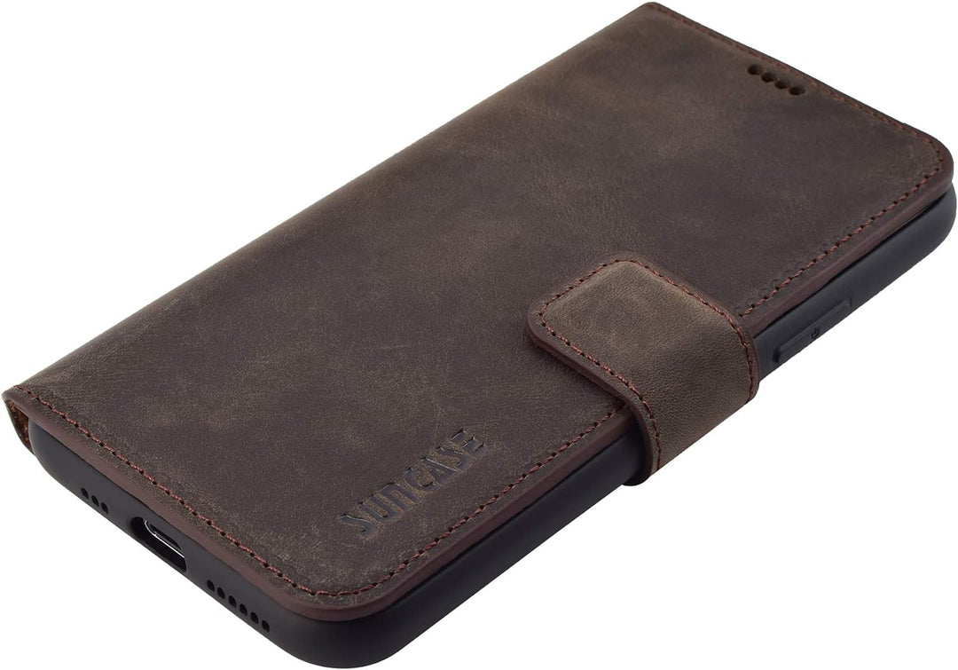 Suncase Book-Style Hülle kompatibel mit iPhone 11 Pro (5.8 Zoll) Leder Tasche (Slim-Fit) Lederhülle