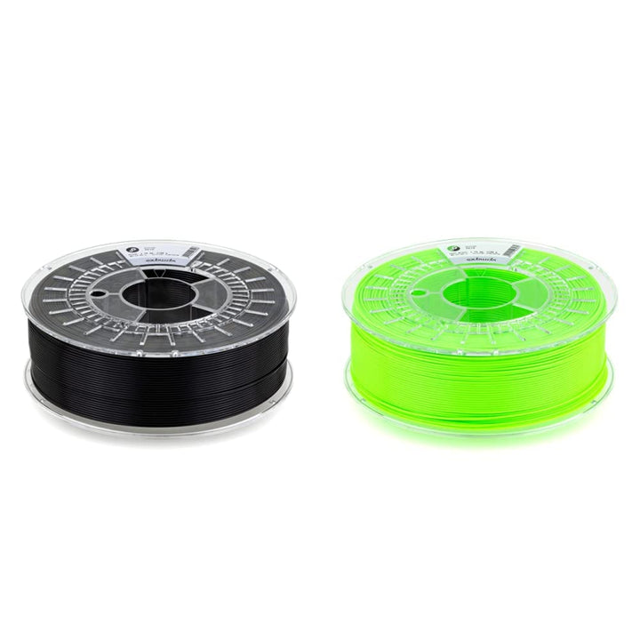 extrudr® PETG ø1.75mm (1.1kg) 'SCHWARZ' - 3D Drucker Filament & PETG ø1.75mm (1.1kg) 'NEON GRÜN' - 3