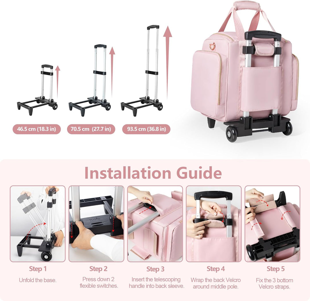 Rollbare Make-up Tasche mit 4 Einzelnen Koffern, professioneller Makeup Koffer mit Rollen Reisetasch