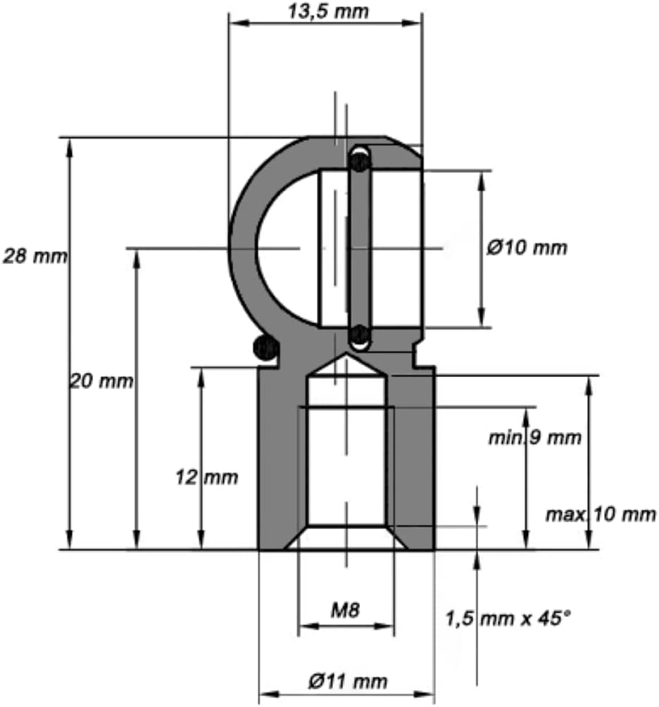 LST 2x Kugelpfanne Kugelkopfaufnahme Gasfeder M8 Gewinde 10mm Gasdruckdämpfer