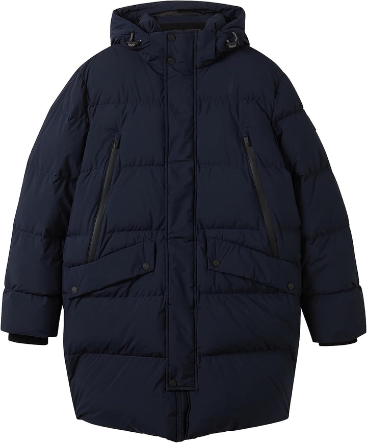Tom Tailor Herren Recycled Down Puffer-Parka mit Abnehmbarer Kapuze 1037357 L 10668 - Sky Captain Bl