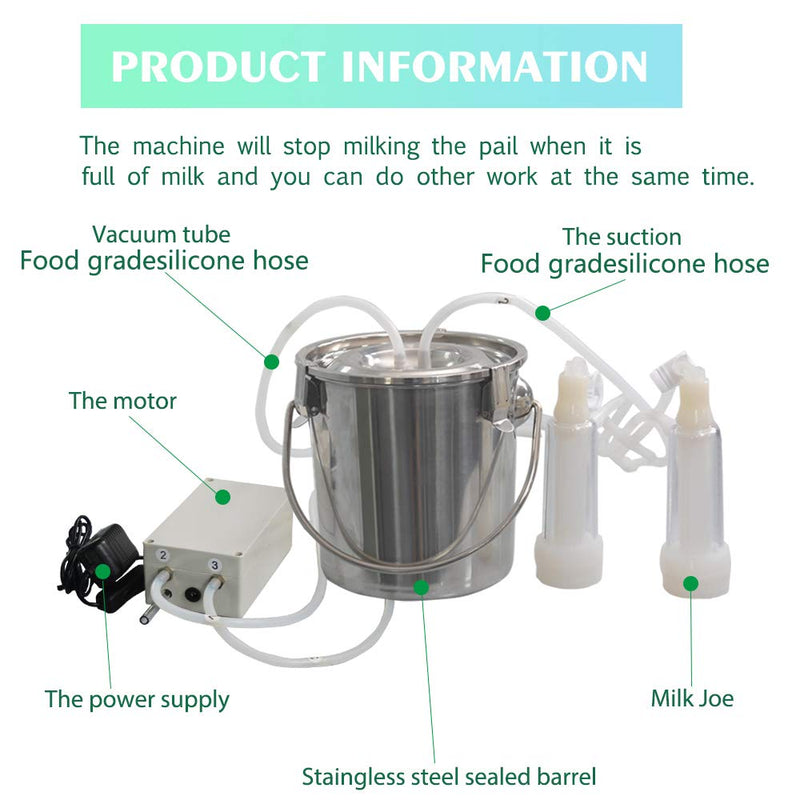Automatische pulsierende Vakuumpumpe zum Melken für 3, 7 l, tragbare, elektrische Melkmaschine, für