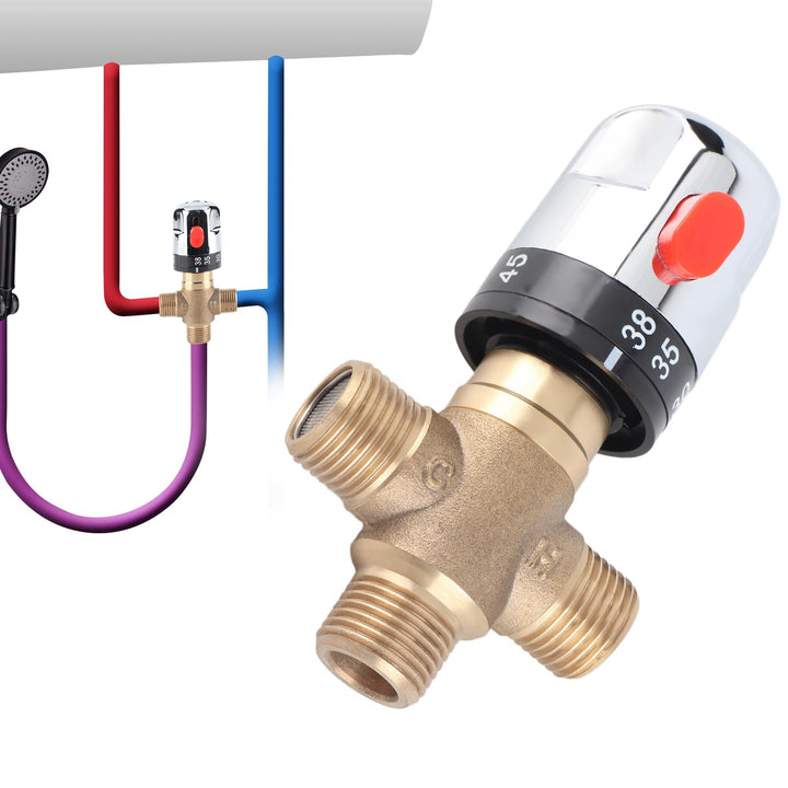 Solid Messing G1 / 2 Thermostatisches Mischventil für Dusche System Wassertemperaturregelung Rohr Be