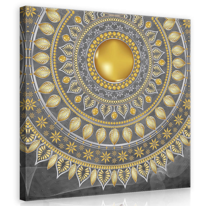 Forwall Leinwandbild Canvas Indische Mandala gross grau Orient Schlafzimmer Wohnzimmer Leinwandbilde