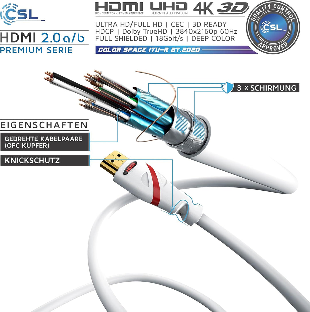 CSL - 4k HDMI Kabel 2.0-10m - Ultra HD 4k @ 60Hz - High Speed with Ethernet - Ultra Full HD - 3D ARC