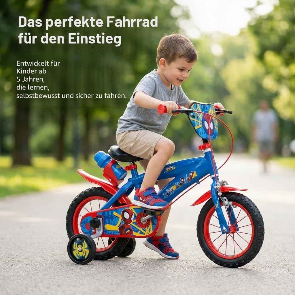 TOIMSA Jungen Fahrrad 30,5 cm (12 Zoll) Spiderman Huffy (3/5 Jahre), bunt, Klein