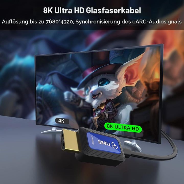 8K Glasfaser HDMI Kabel 3M, 48Gbps High-Speed HDMI 2.1 Kabel 8K@60Hz 4K@120Hz Dolby/Dynamic HDR/HDCP