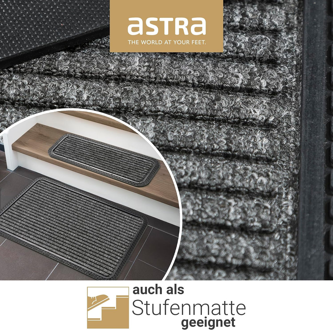 Astra Fussmatte Aussen & Innen - 3er Set 40x70 cm halbrund Grau Linien - Türmatte rutschfest - Schmu
