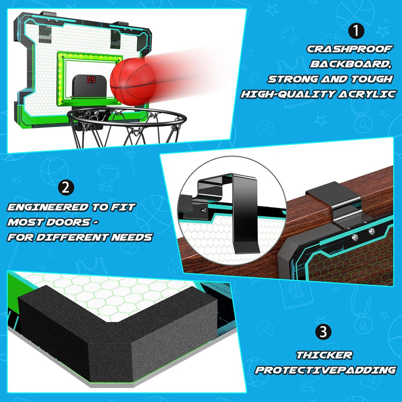 OKKIDY Leucht-Basketballkorb mit elektronischer LED-Anzeigetafel, kleines Basketballspiel Sportspiel