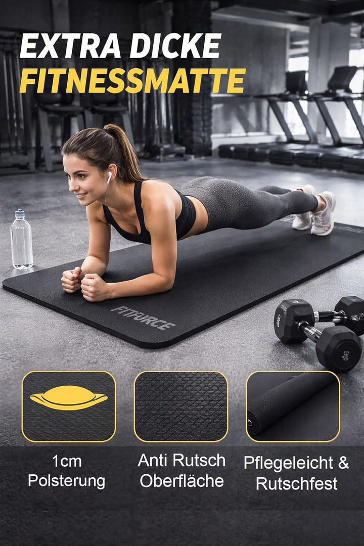 Fitforce Yogamatte Fitnessmatte Gymnastikmatte 180x61x1,0cm Bodenmatte Pilates Super weich und robus