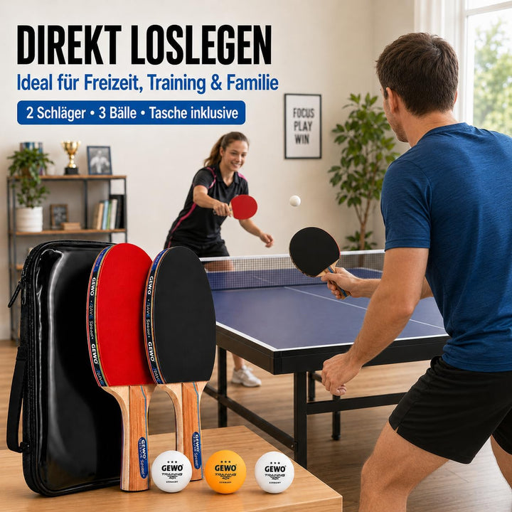 GEWO Rave Speed Tischtennisschläger Set - Kontrollierter Anfänger-Tischtennisschläger mit 3 Bällen -