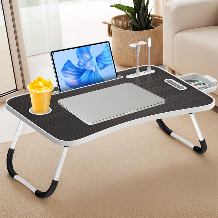 Huracan Laptoptisch Betttablett Klappbar, Tragbares Laptop Tisch für Bett, Lapdesk mit Schublade, Ta