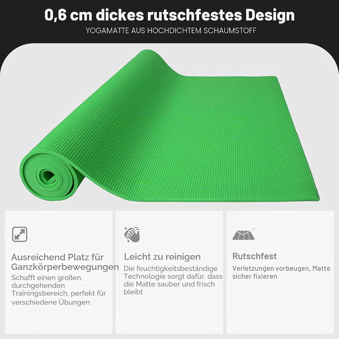 BalanceFrom GoYoga Allzweck-Yogamatte mit hoher Dichte, rutschfest, mit Tragegurt 1/4" grün, 1/4" gr