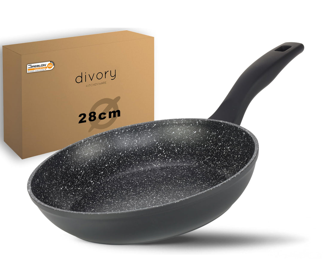 DIVORY Bratpfanne 28cm Induktion – Antihaft Beschichtete grosse Universalpfanne für alle Herdarten -