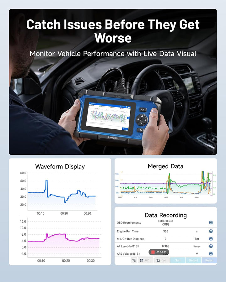 TOPDON AD600S OBD2 Diagnosegerät,8 Reset-Services für Öl,BMS,ABS,SAS,elektrische Parkbremse,Russpart