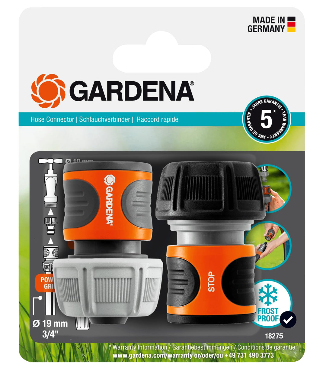 Gardena Schlauchverbinder-Satz 19 mm (3/4 Zoll) (18275-20) 19 mm (3/4") Schlauch Anschluss-Satz, 19