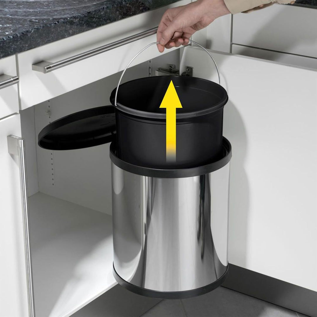 Hailo CompactBox M Abfallsammler - Einbau Swing Mülleimer aus Edelstahl für Küche und Bad - 15 Liter