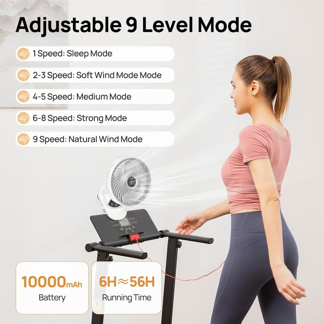 20000mAh Mini USB Clip Ventilator mit akku,3 in 1 Clip Fan Tischventilator mit Led Anzeige, 360°Dreh
