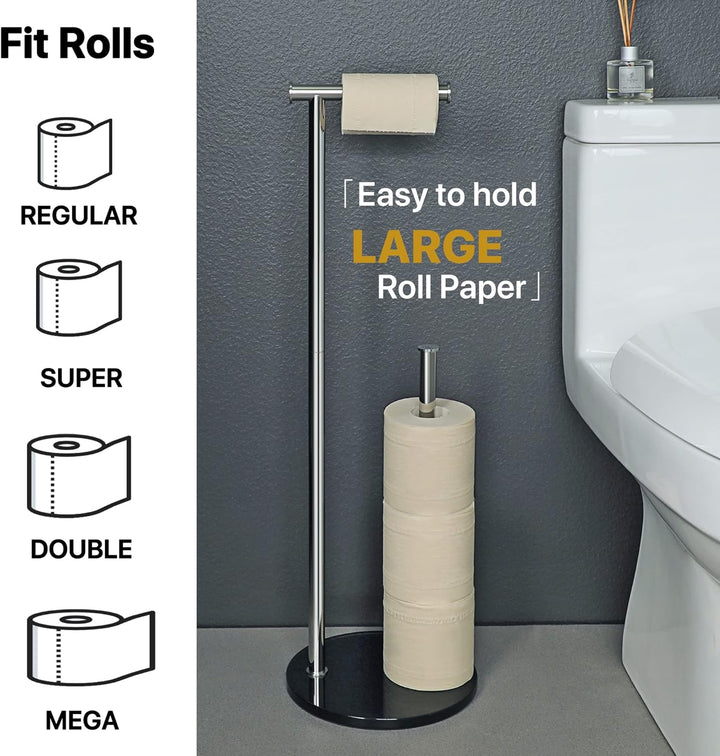Toilettenpapierhalter Stehend, SAYAYO Klopapierhalter Stehend mit Gehärtetem Glas Basis Schwarz und