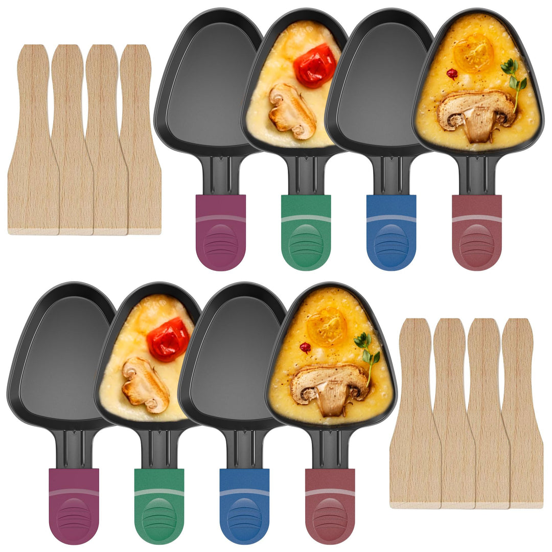 ipow 8 Stück Raclette Pfännchen Ersatz Mini Pfännchen Antihaftbeschichtet dreieckig für Raclette mit