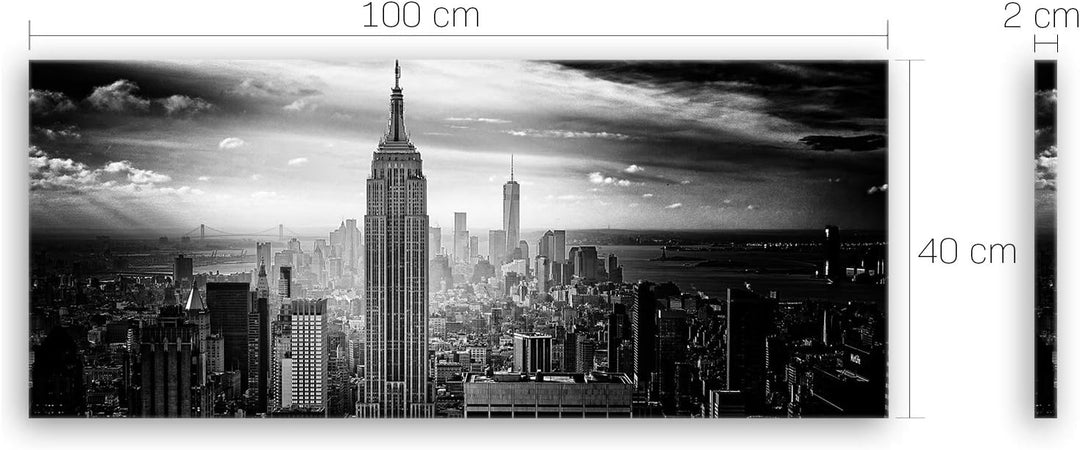 ge Bildet Bild auf Leinwand | Empire State Building in New York - Schwarz Weiss D in 100x40 cm als P