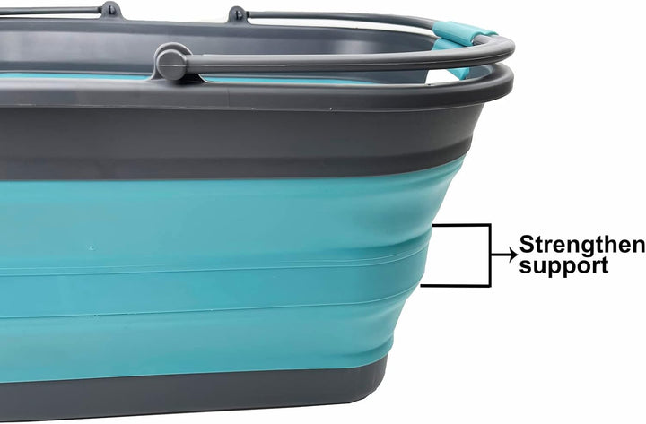 SAMMART 29 l zusammenklappbare Wanne mit Griff, tragbarer Picknickkorb, platzsparender Aufbewahrungs