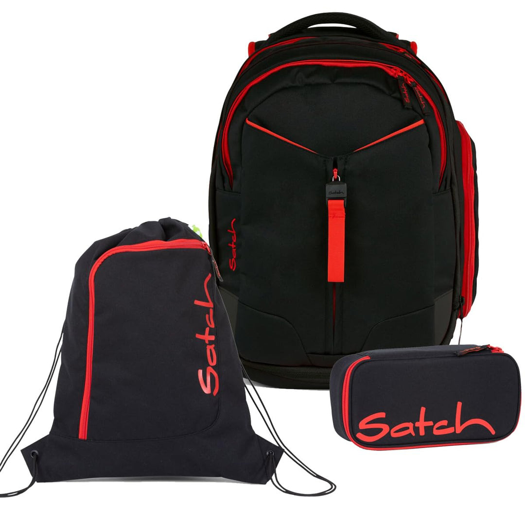 Satch Match Schulrucksack Set 3tlg. inkl. Schlamperbox und Sportbeutel Fire Phantom, Fire Phantom