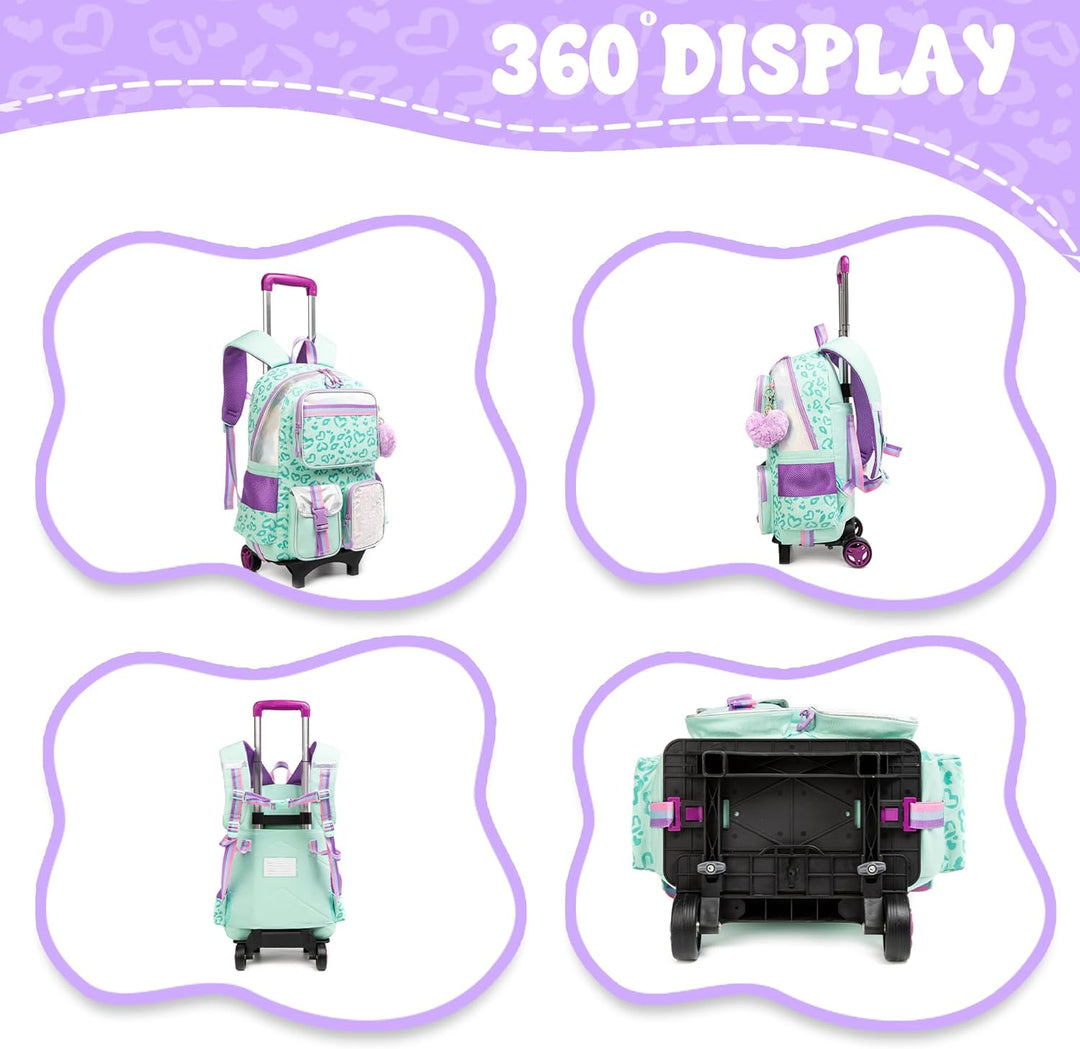 Schulranzen Mit Rollen Kinder Trolley Rucksack Mädchen Rolling Reisegepäck Kinderkoffer Schulrucksac