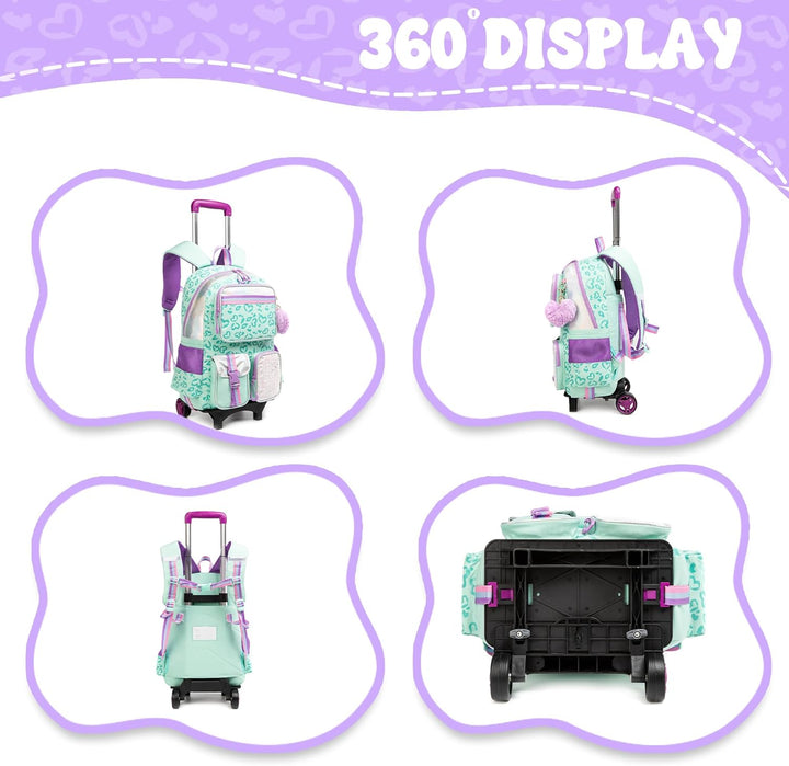 Schulranzen Mit Rollen Kinder Trolley Rucksack Mädchen Rolling Reisegepäck Kinderkoffer Schulrucksac