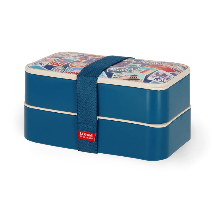 Legami – Lunchbox, 3 Besteckteile inklusive, Travel Stickers, Behälter, Fassungsvermögen 1200 ml, au
