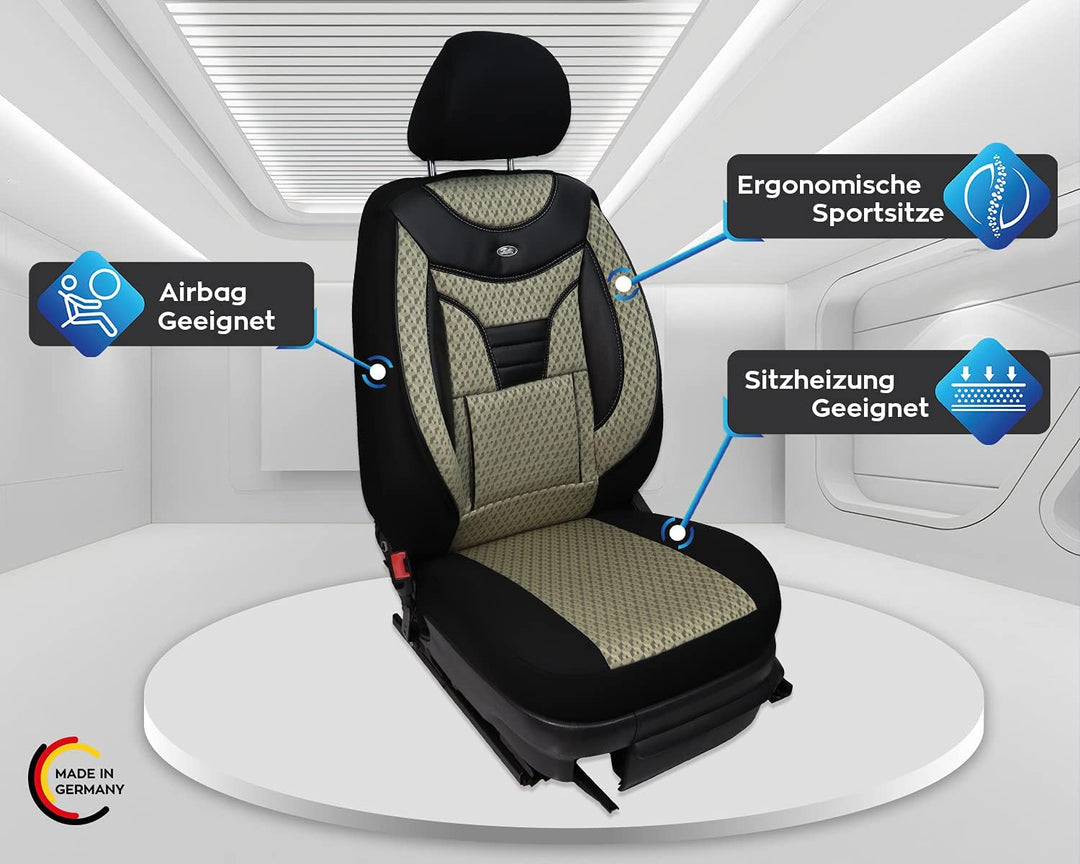 BREMER SITZBEZÜGE Mass Auto Schonbezüge kompatibel mit Toyota Proace Verso Kasten 2 Fahrer &amp; Beifahr