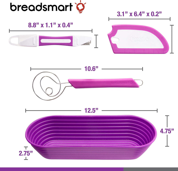 Breadsmart Artisan Bread Making Kit - 5 PC-Backzubehör-Satz - Lame, Schaber, Schneebesen, Baumwollei
